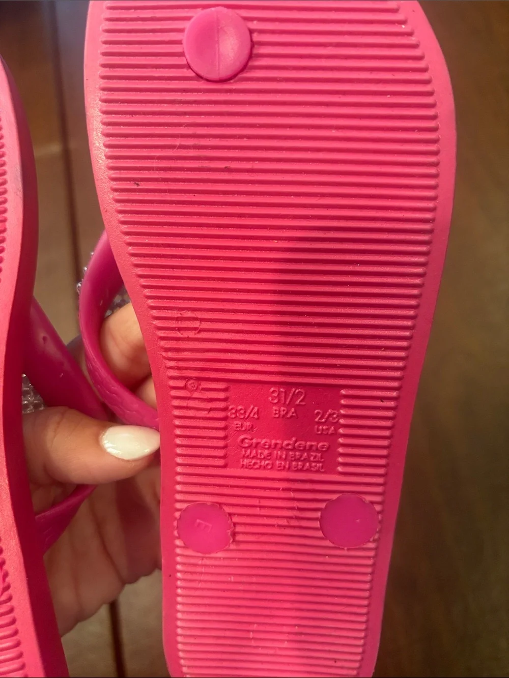 Girls' Pink Rhinestone Heart Flip Flops - Sparkle Summer Sandals size 31/32